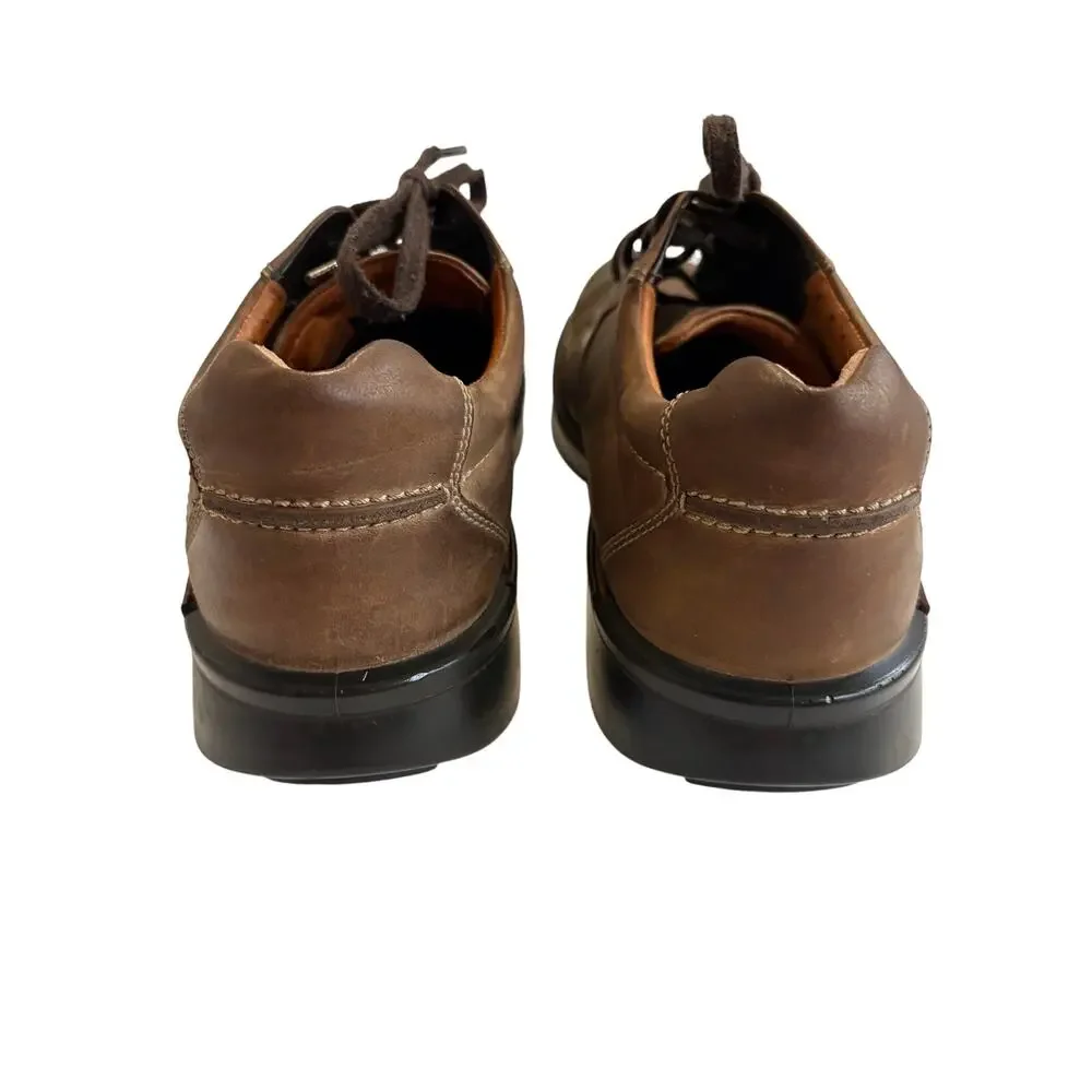 ECCO Fusion II Mens 11 EU 45 Brown Leather Tie Moc Shoe Casual Oxfords Lace up